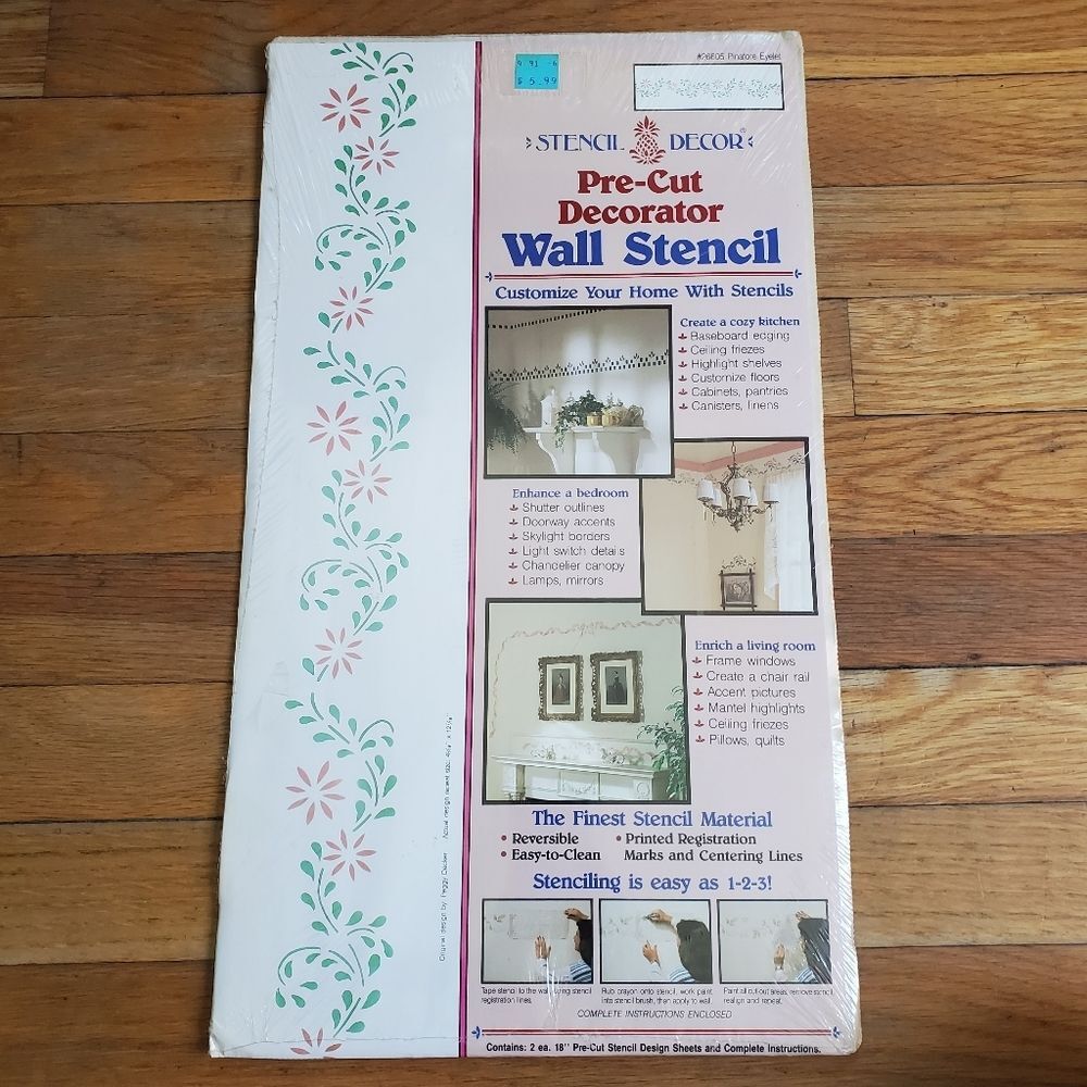 Vintage floral precut wall stencil set diy NWT